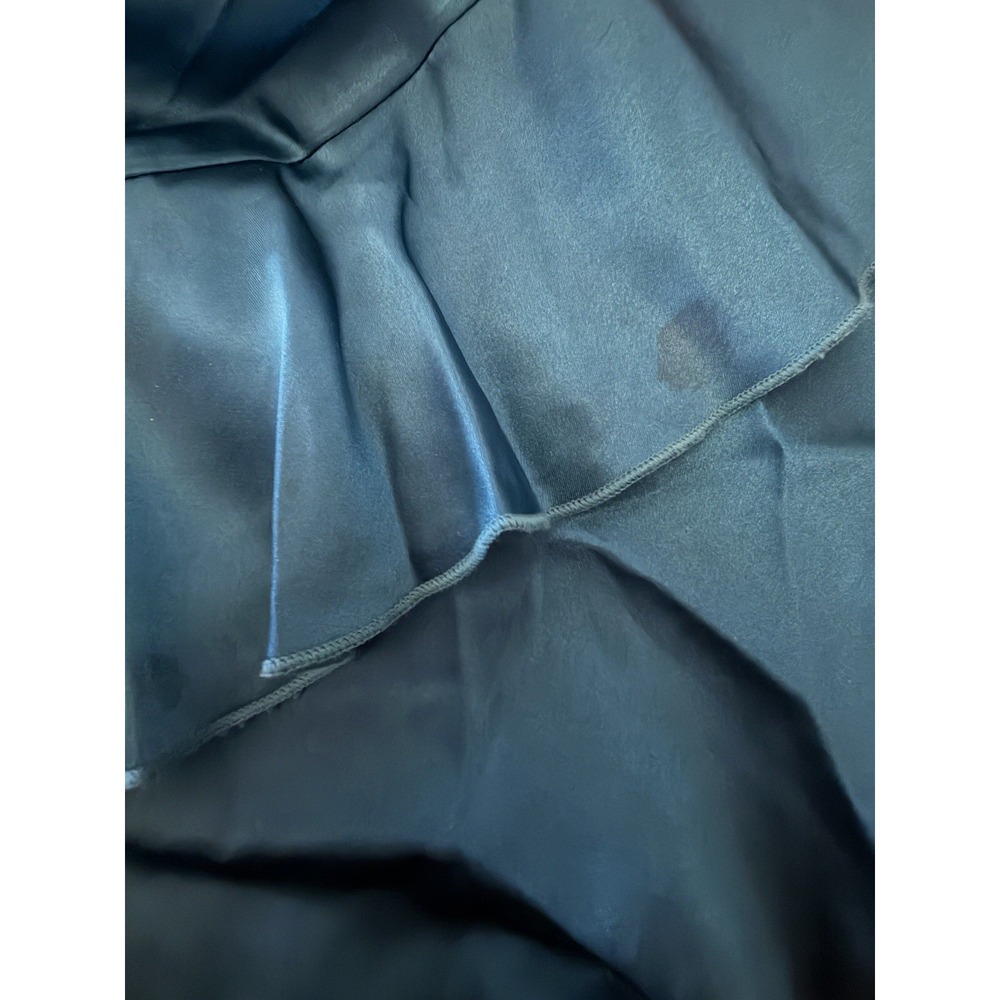 VTG 80s Teal Satin Ruched Halter Ruffle Mini Dress Size‎ 8 Medium Spring Formal - Picture 10 of 10
